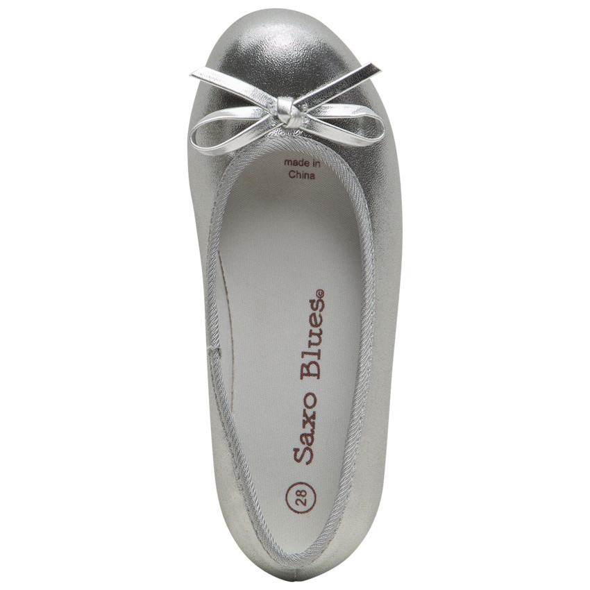 Bailarinas plateadas con lazo 