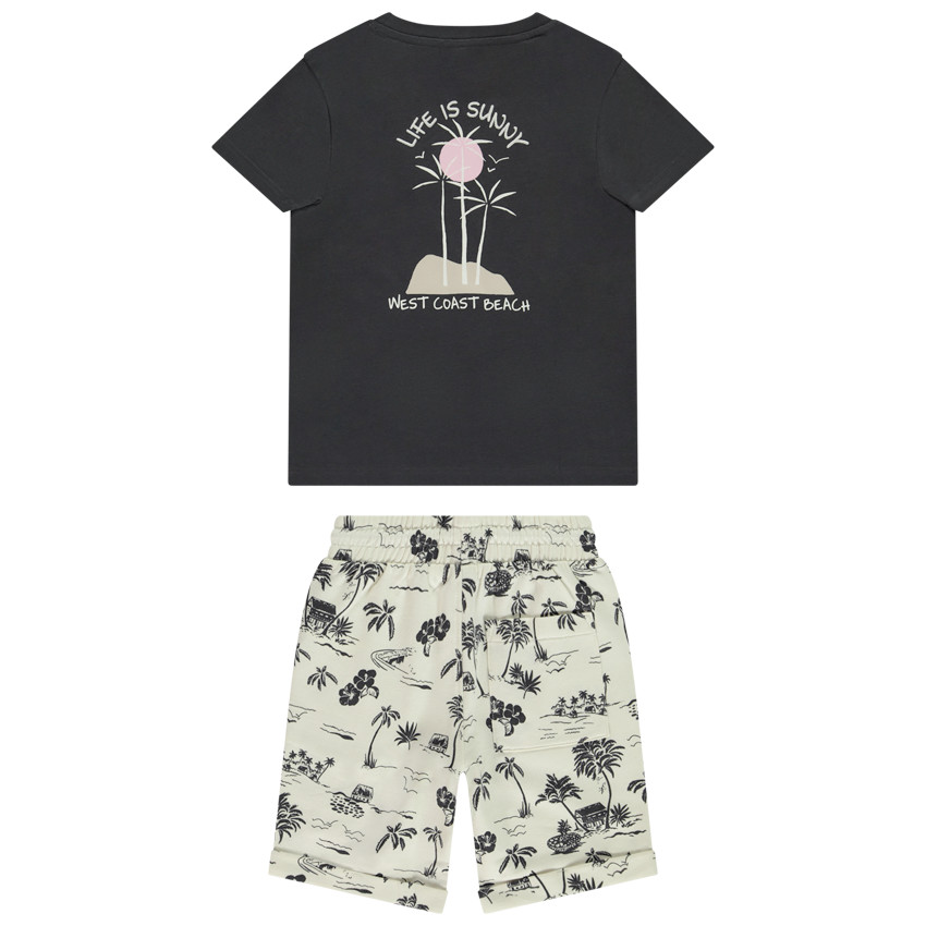 Conjunto 2 piezas con bermuda estampado tropical para niño 