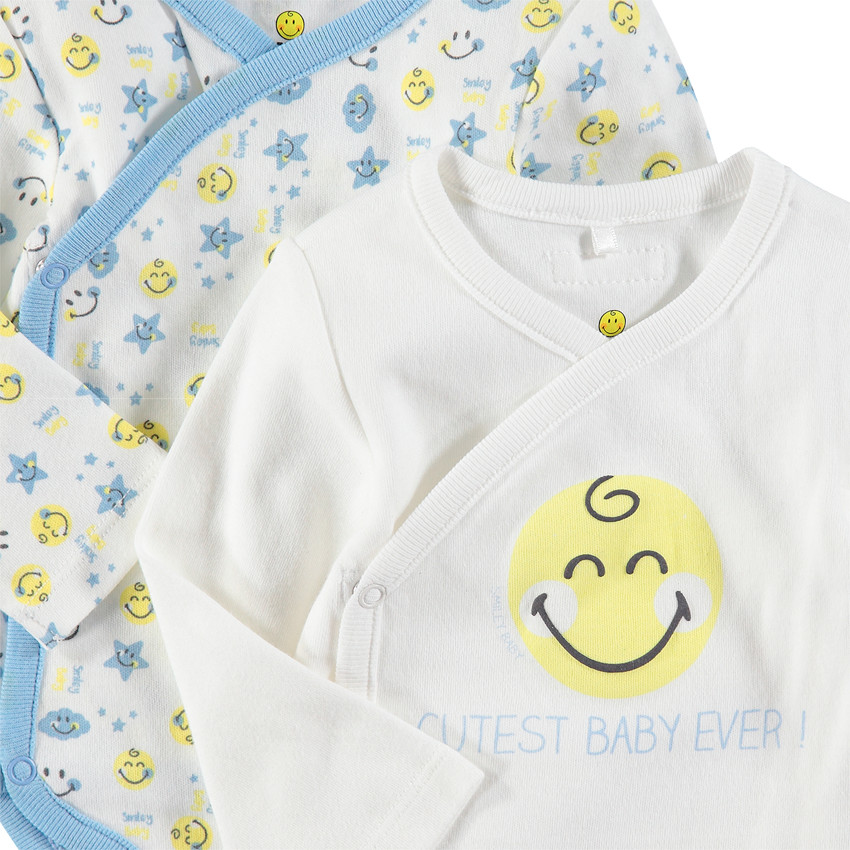Pack de 2 bodies de manga larga de algodón Smiley Baby para bebé niño 