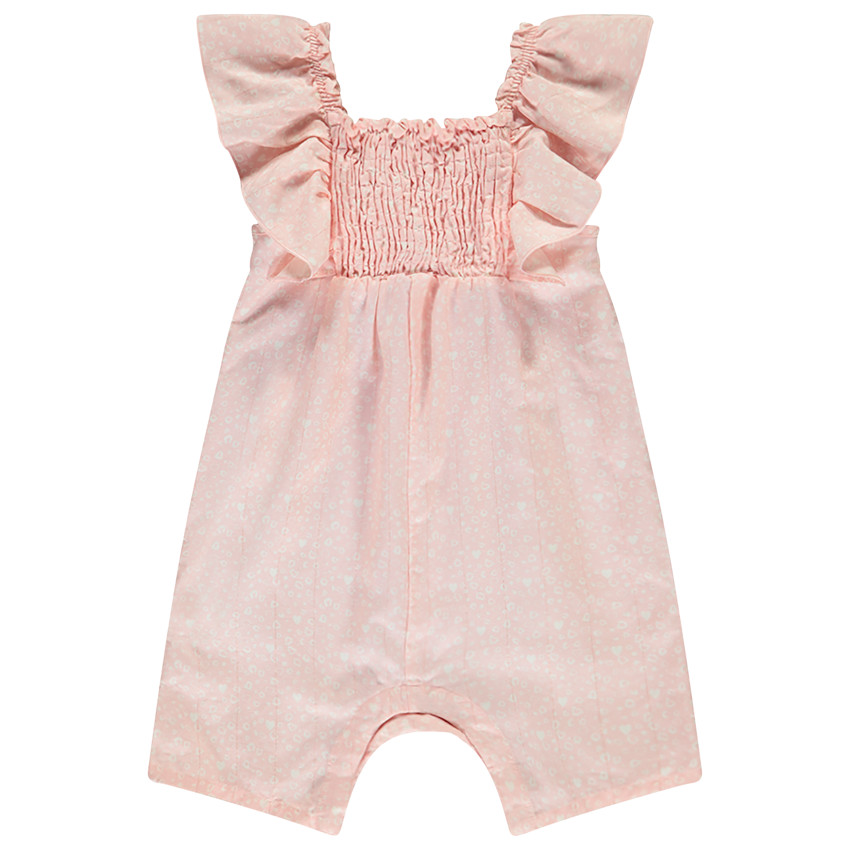 Pelele corto de gasa con volantes para bebé niña 