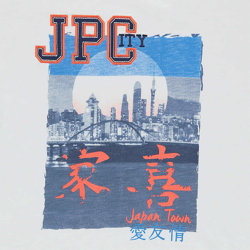 Camiseta de manga corta con estampado de Japón y cremallera en la manga 