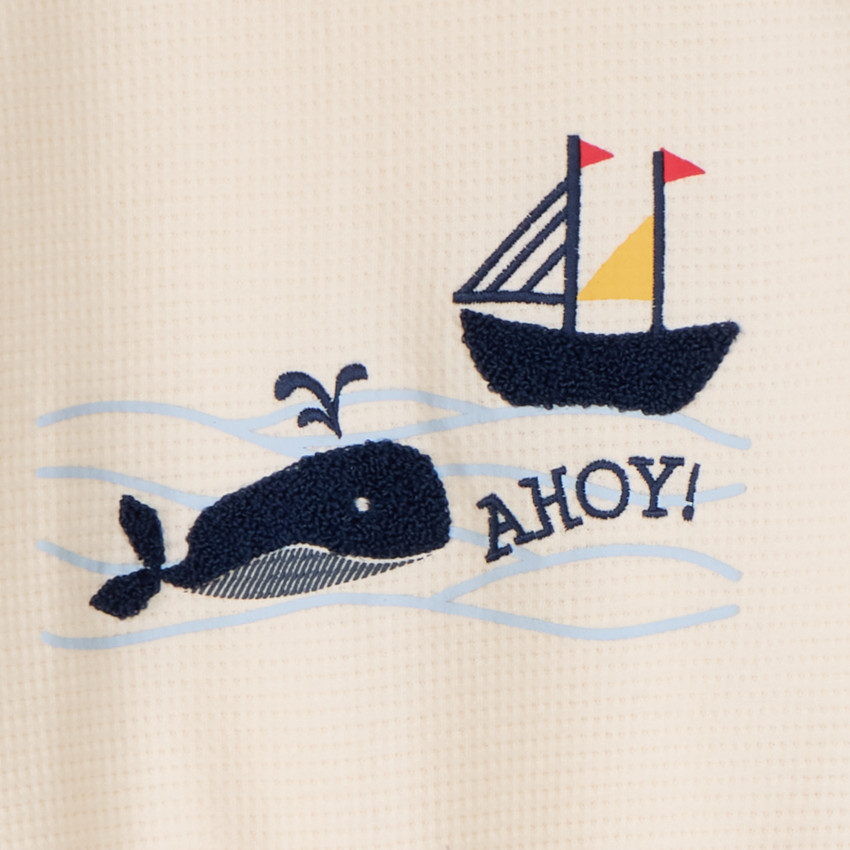 Sudadera de felpa con parche de ballena para bebé niño. 