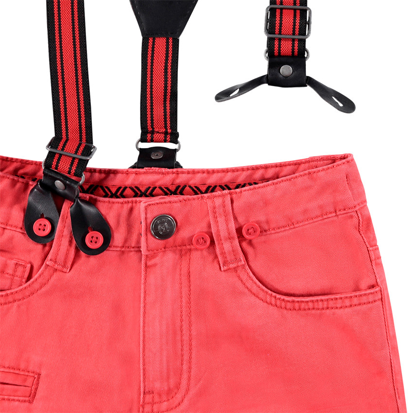 Pantalón de algodón sobreteñido con tirantes desmontables y ajustables 