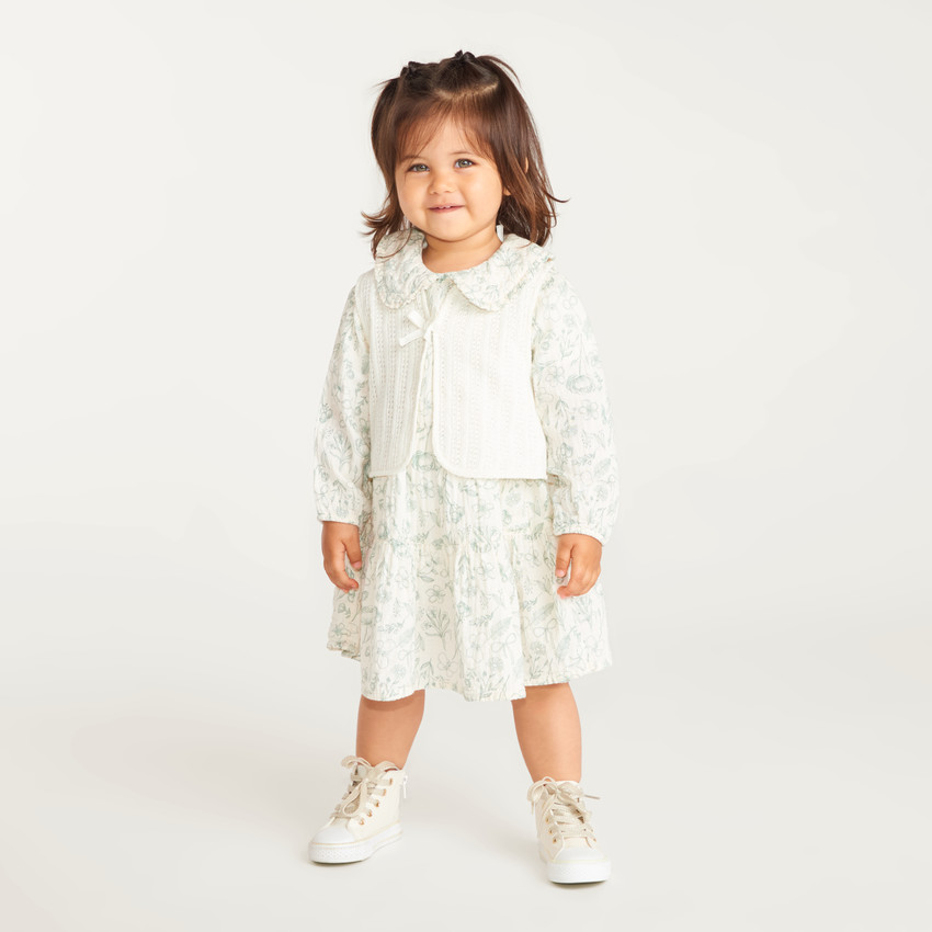 Conjunto de 2 piezas para bebé niña: vestido y chaleco sin mangas. 