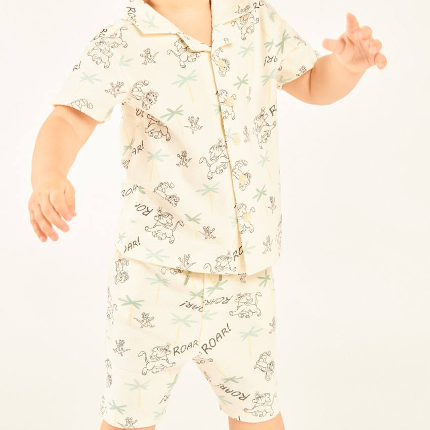 Conjunto de 2 piezas, camisa + bermuda estampada del Rey León de Disney para bebé niño. 