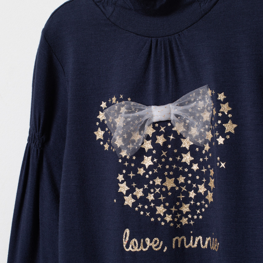 Sous-pull col roulé motif Minnie Disney avec noeud en tulle 