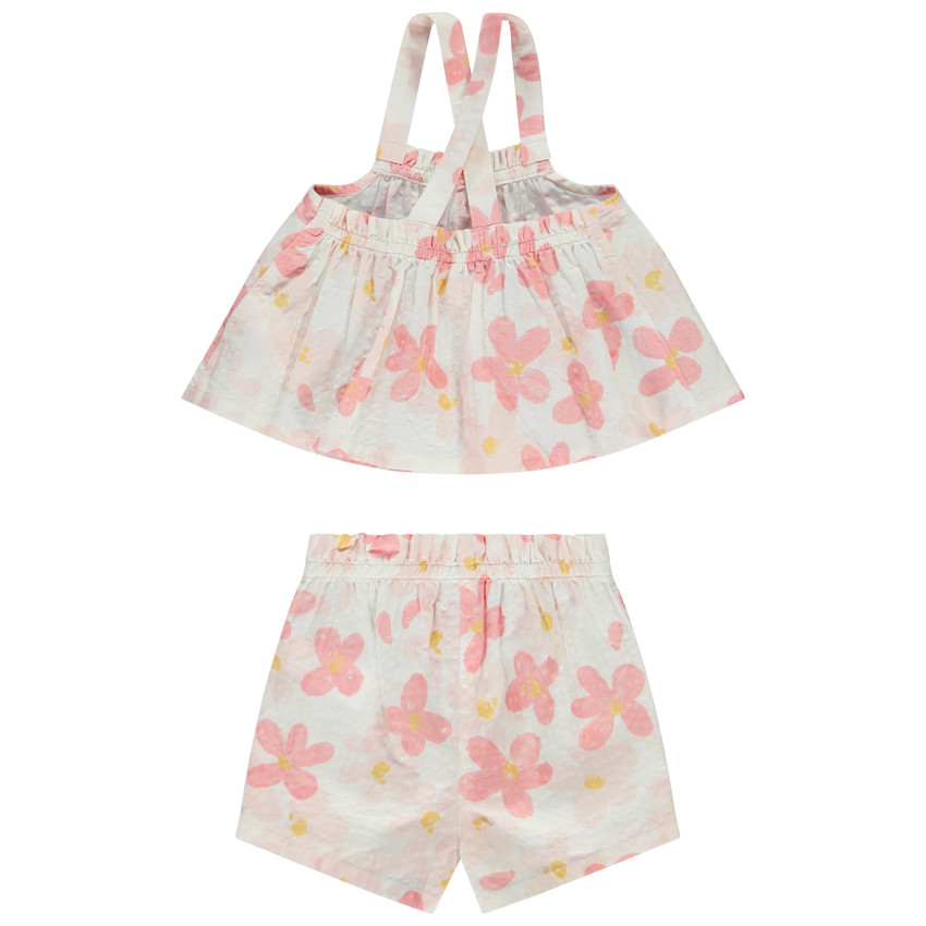 Conjunto en seersucker estampado flores para bebé niña 