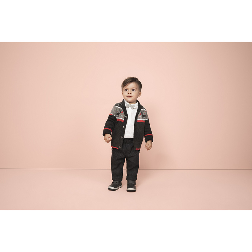 Pantalon rayé à bretelles de fête pour bébé garçon 