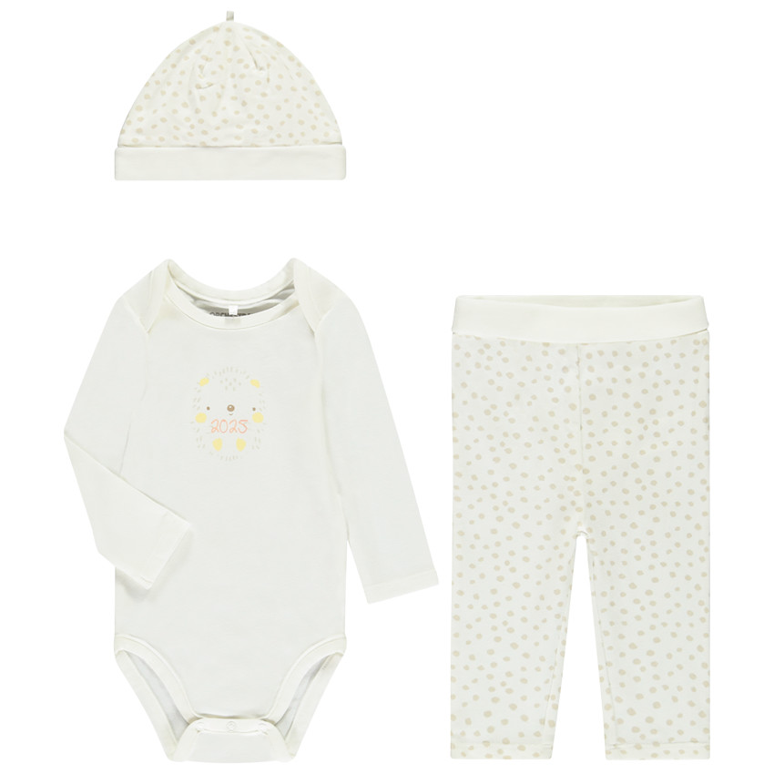Conjunto de 3 piezas Baby 2025 estampado de manchas para bebé 