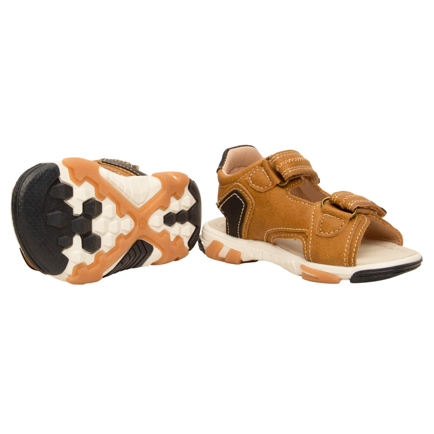 Sandalia camel con doble velcro para bebé niño 