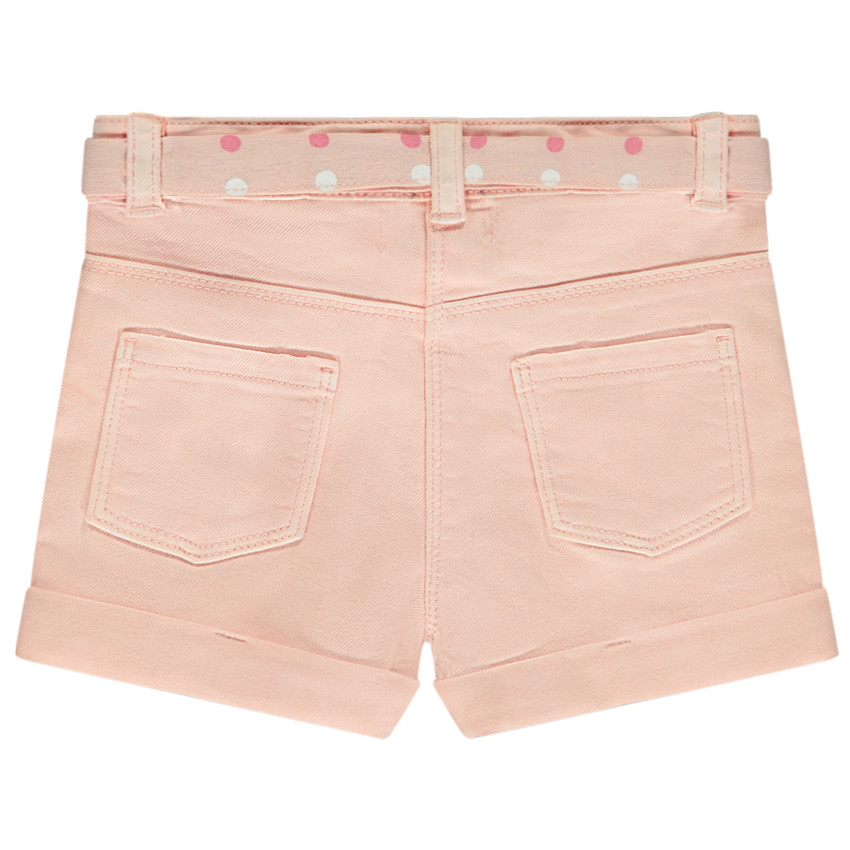 Short vaquero con cinturón para anudar y lentejuelas para bebé niña 