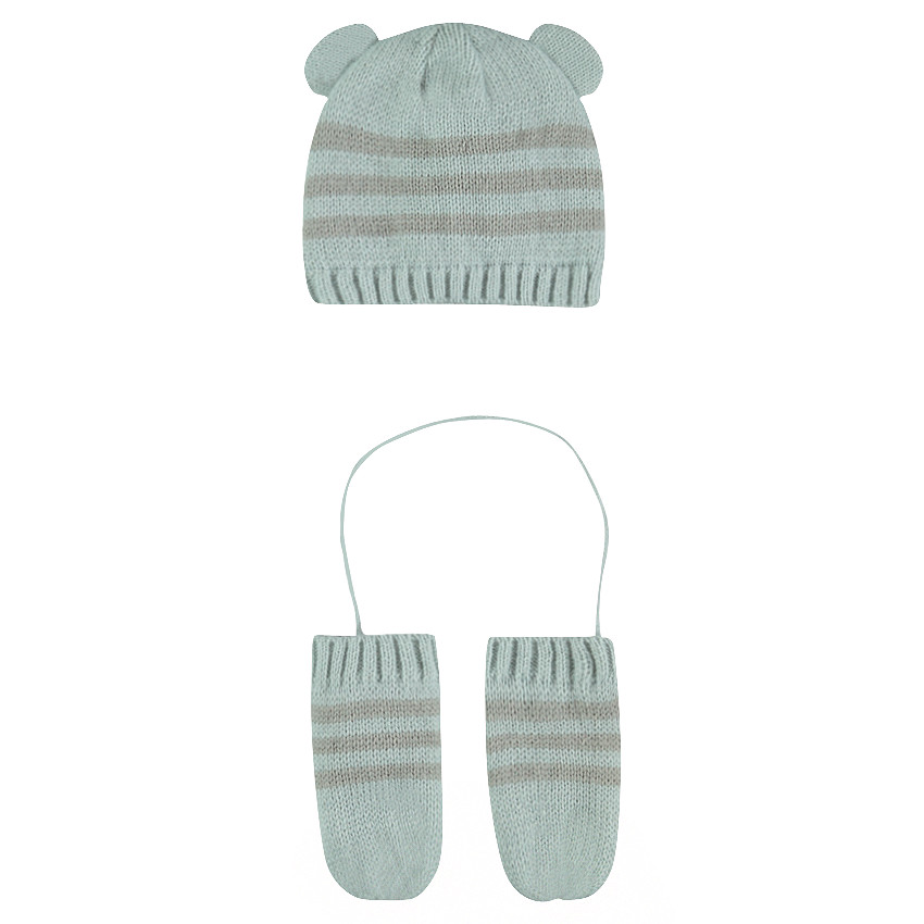 Conjunto de gorro y guantes de punto tricotado 