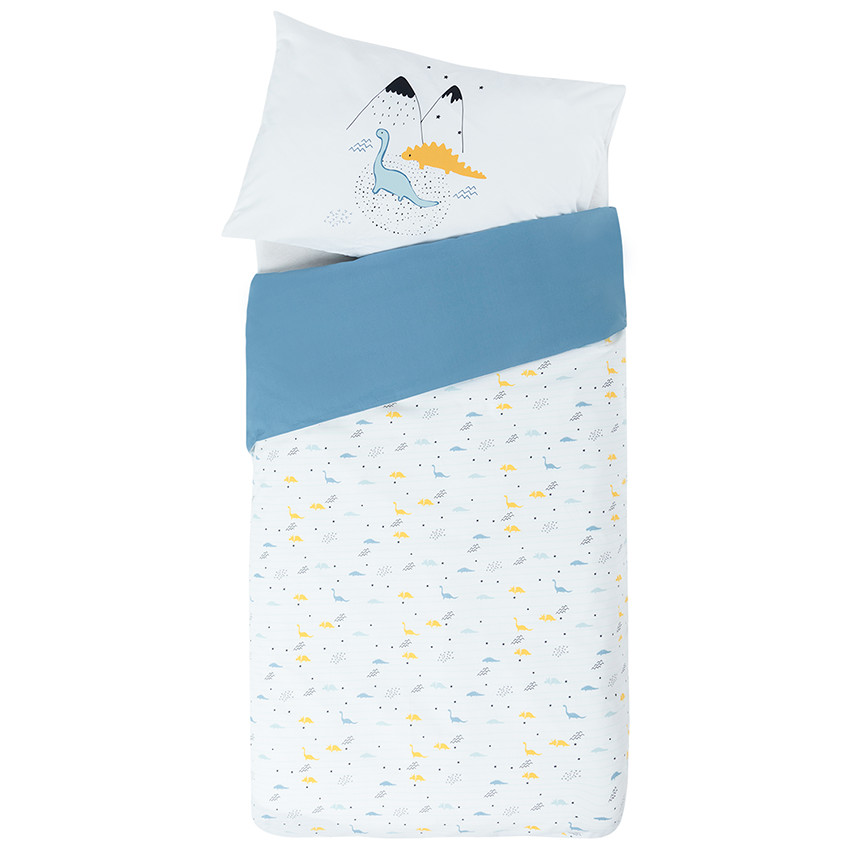 Juego de cama con funda nórdica y funda de almohada "Mis amigos los dinosaurios" 