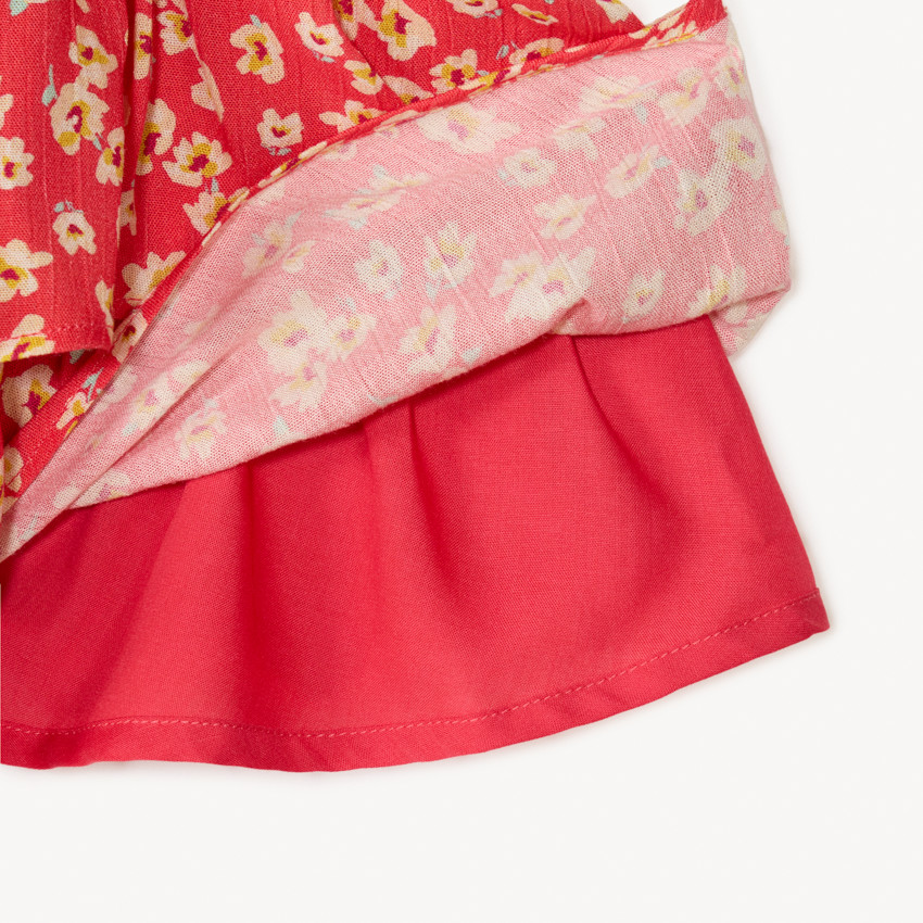 Falda de volante arrugada con estampado de flores para niña 