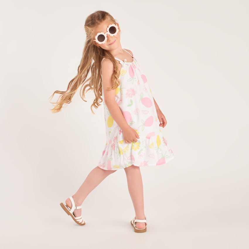 Vestido de tirantes con estampado de limones para niña 