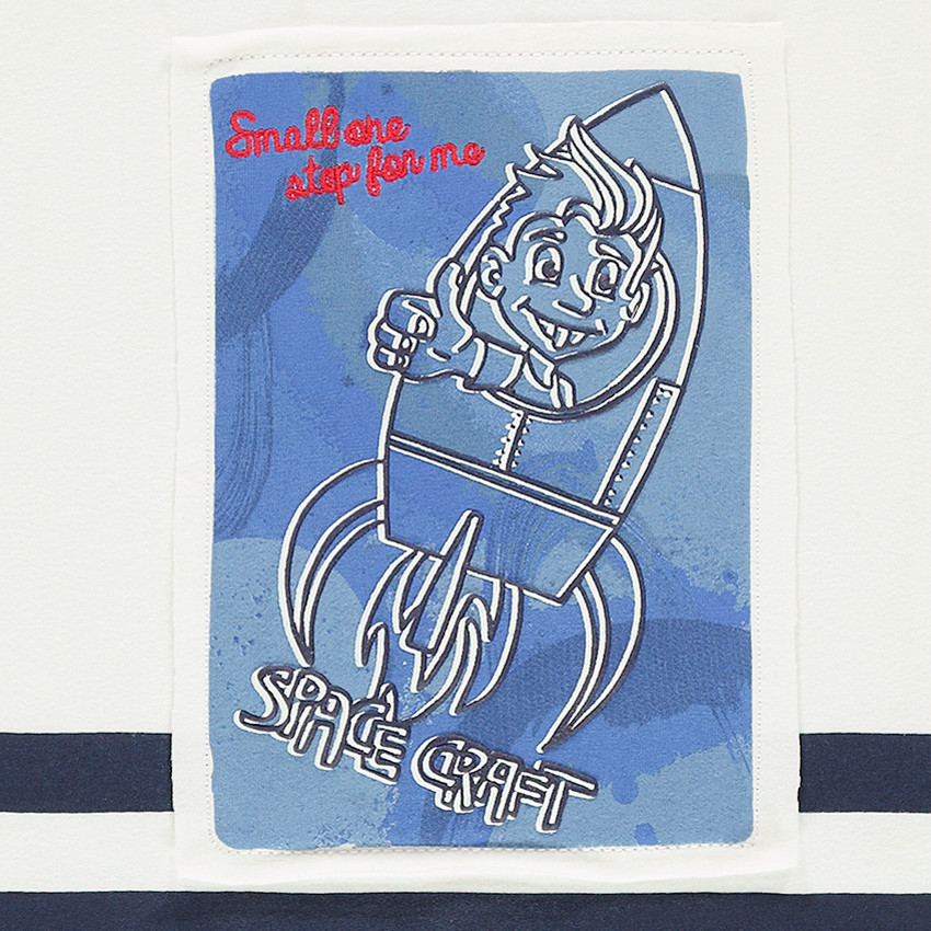 Camiseta de manga corta de punto con cohete estampado 