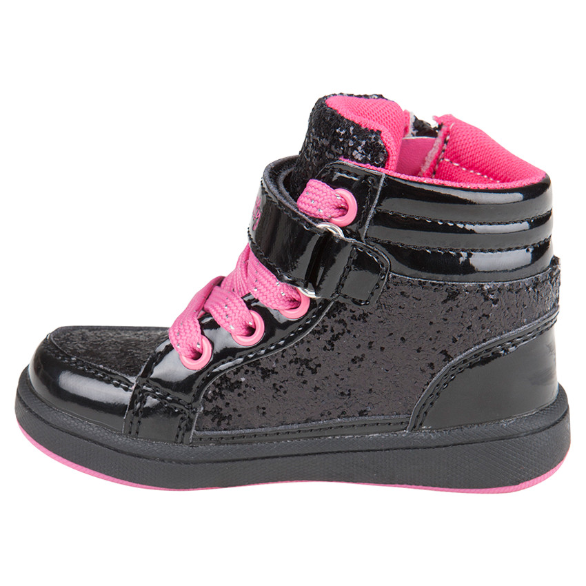 Botas bajas de color negro con cordones con velcro con purpurina Hello Kitty 