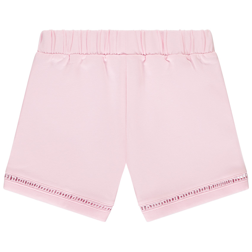 Short liso de felpa con detalles calados para niña 