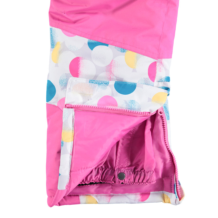 Pantalón de esquí rosa con tirantes desmontables y bolsillos 