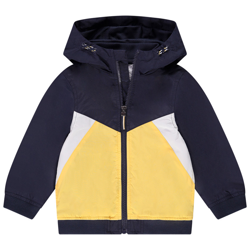 Chubasquero con capucha de nylon efecto twill colorblock y forro de malla para bebé niño 