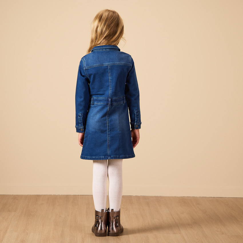 Vestido de niña de manga larga estilo camisa efecto denim  Additional Vestido de niña de manga larga estilo camisa efecto denim