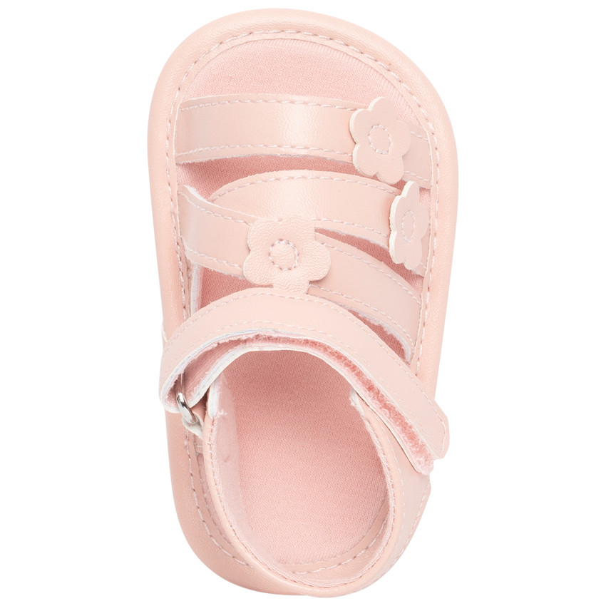 Sandalias velcro con parche de flores niña bebé 