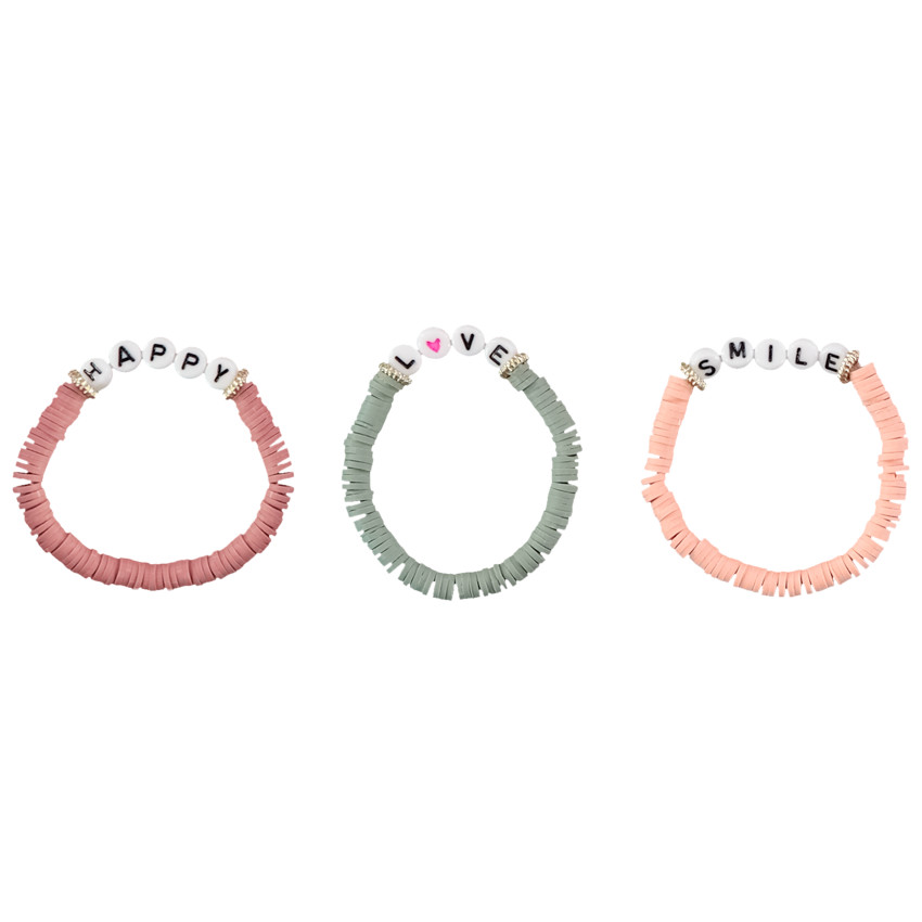 Pack de 3 pulseras con mensajes para niña 