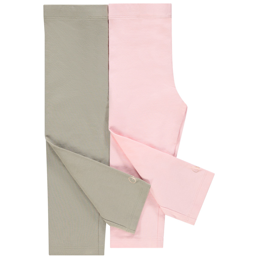 Pack de 2 leggings cortos unis con logo estampado para niña 