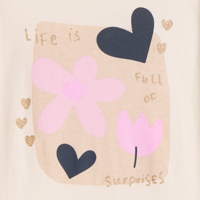 Camiseta de manga larga con estampado brillante para niña 