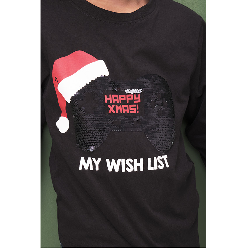 Camiseta de manga larga de Papá Noel con lentejuelas mágicas 