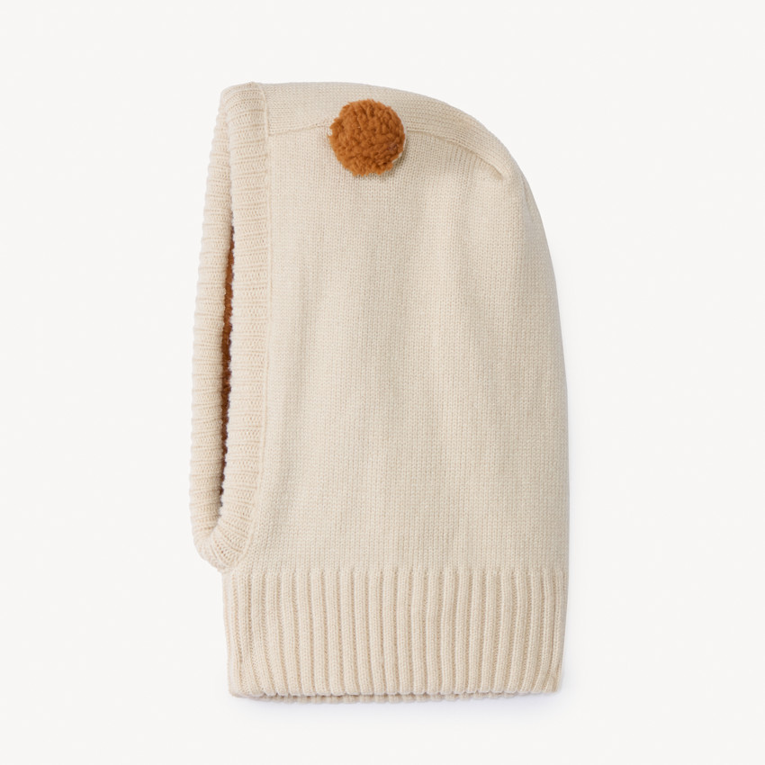 Capucha de punto con forro y pompones divertidos para bebé niño 