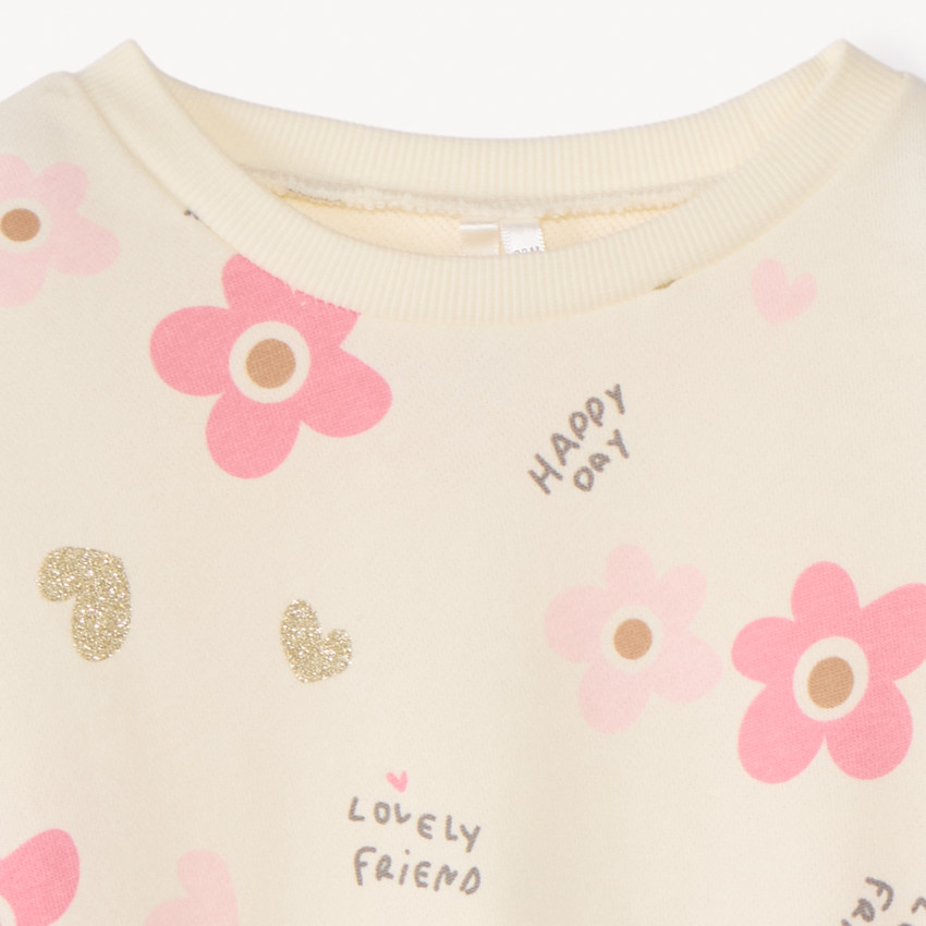 Sudadera de felpa oversized con estampado para niña. 