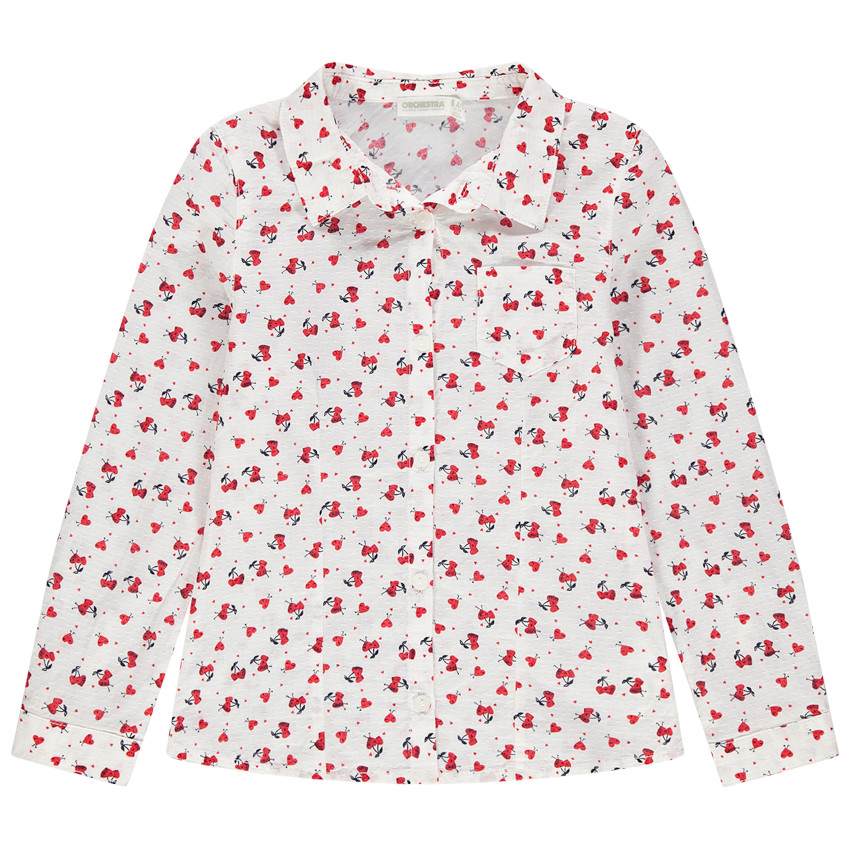 Camisa de manga larga con corazones estampados all over  Additional Camisa de manga larga con corazones estampados all over