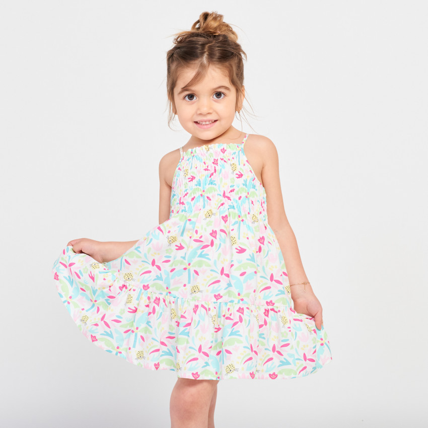 Vestido sin mangas con estampado de flores y leopardos para niña bebé 