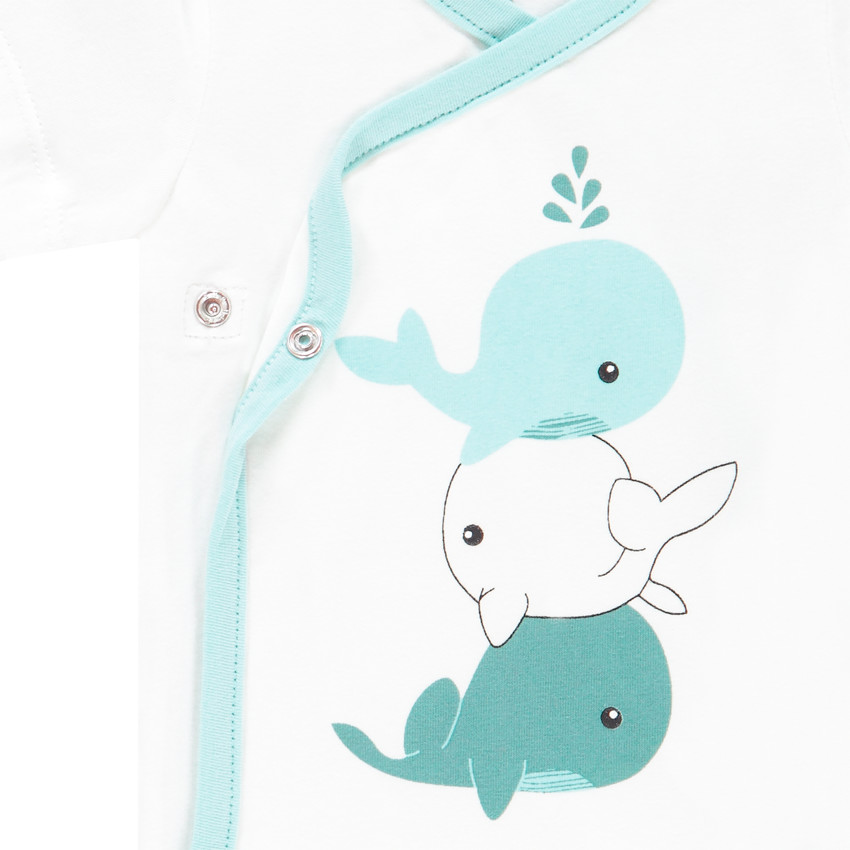 Pack de 5 bodies de manga corta estampados con ballenas para bebé niño  Additional Pack de 5 bodies de manga corta estampados con ballenas para bebé niño