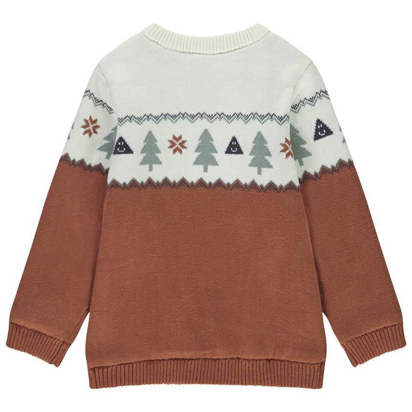 Pull de punto jacquard forrado de terciopelo para bebé niño 