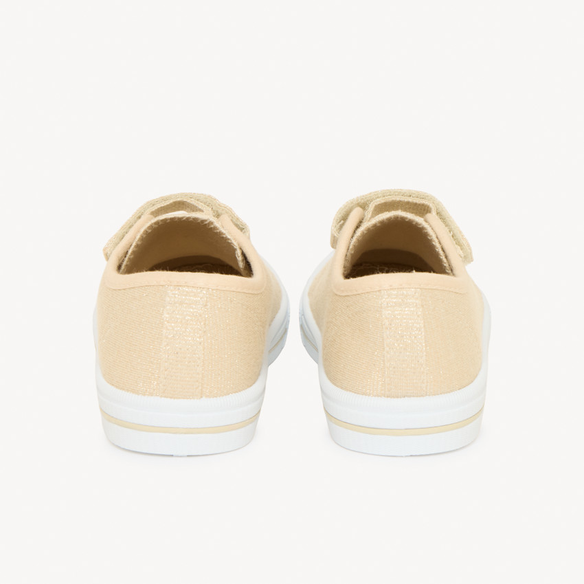 Zapatillas bajas de lona dorada con velcro para niña 