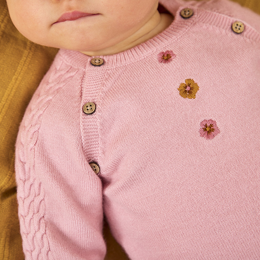 Conjunto de pelele de punto con leotardos para bebé niña 