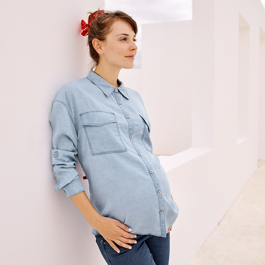 Camisa de manga larga con mangas retráctiles para mujer 