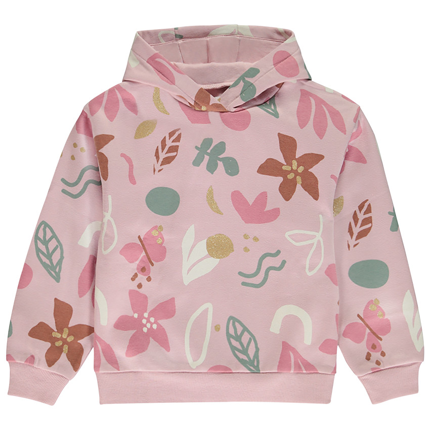 Sudadera oversize con capucha y estampado brillante para niña 