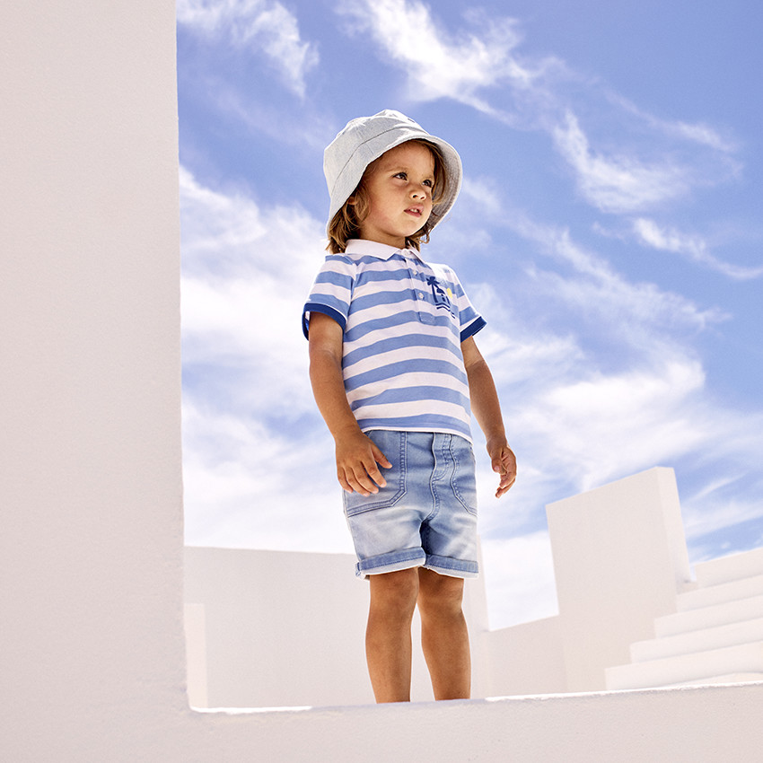 Polo manga corta rayas print arty para bebé niño 