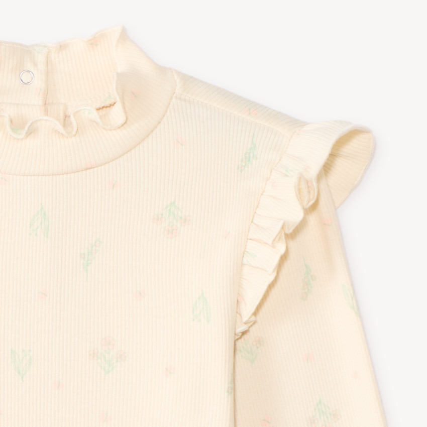 Suéter de cuello alto y mangas acampanadas con estampado de flores para bebé niña 