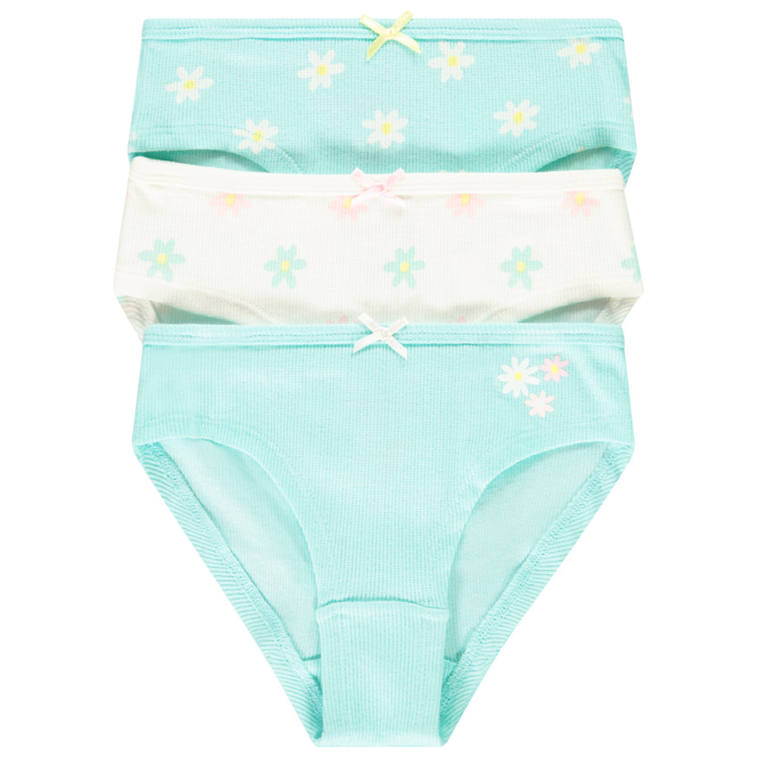 Pack de 3 braguitas con estampado floral para niña 