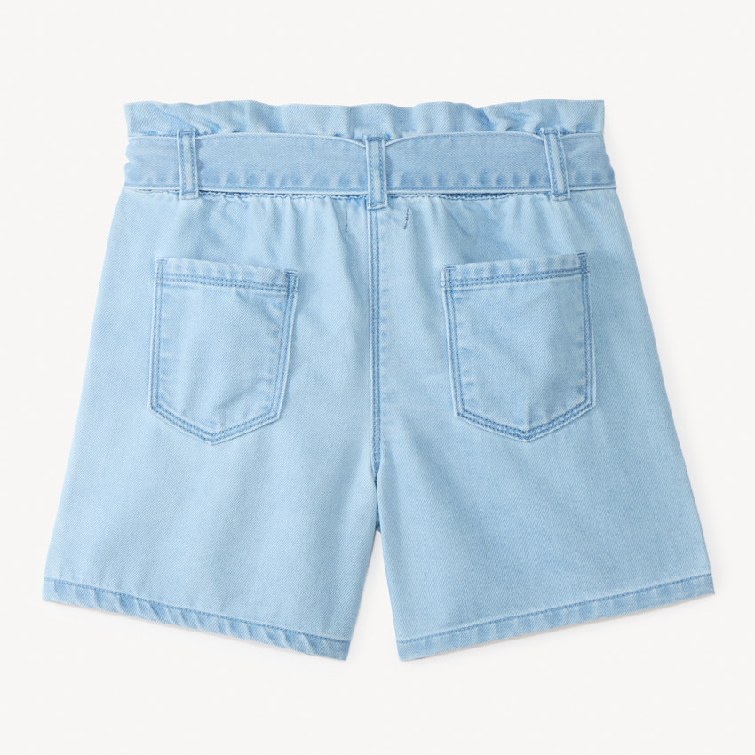 Short vaquero con cinturón para niña 
