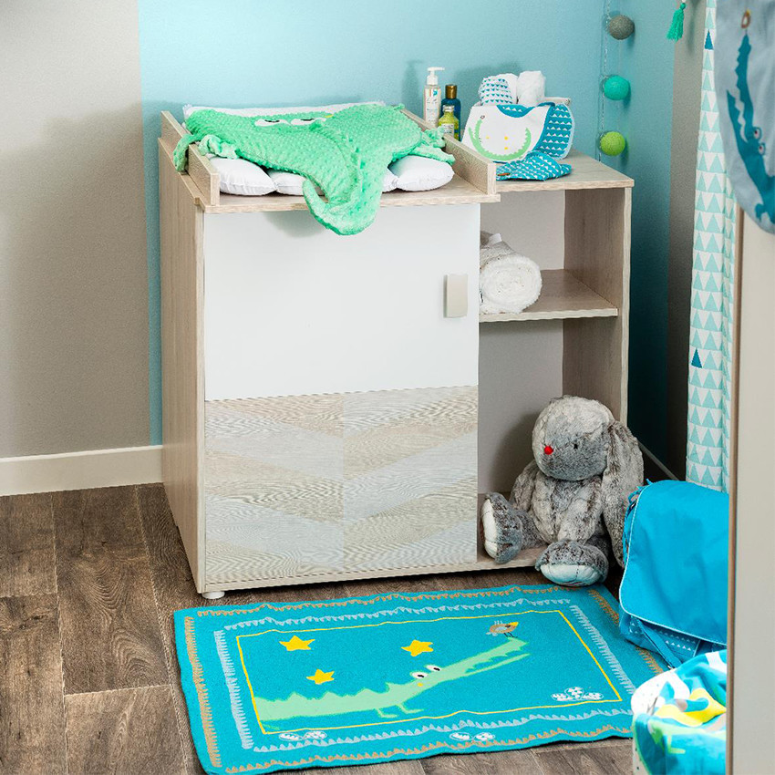 Alfombra de algodón con cocodrilo y pájaro  Additional Alfombra de algodón con cocodrilo y pájaro