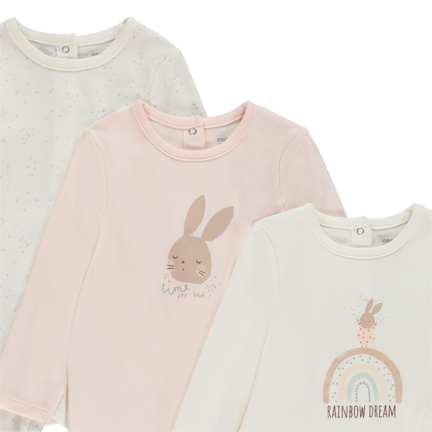 Lote de 3 peleles Lapin para bebé niña con diferentes aperturas según la edad 