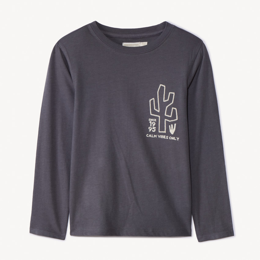 Camiseta de manga larga con bordado de cactus para niño 
