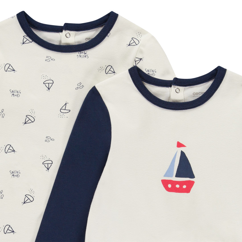 Pack de 2 peleles con motivos marinos para bebé niño con aberturas diferentes según la edad 