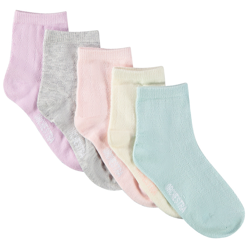 Pack de 5 pares de calcetines cortos con detalles de fantasía para niña 