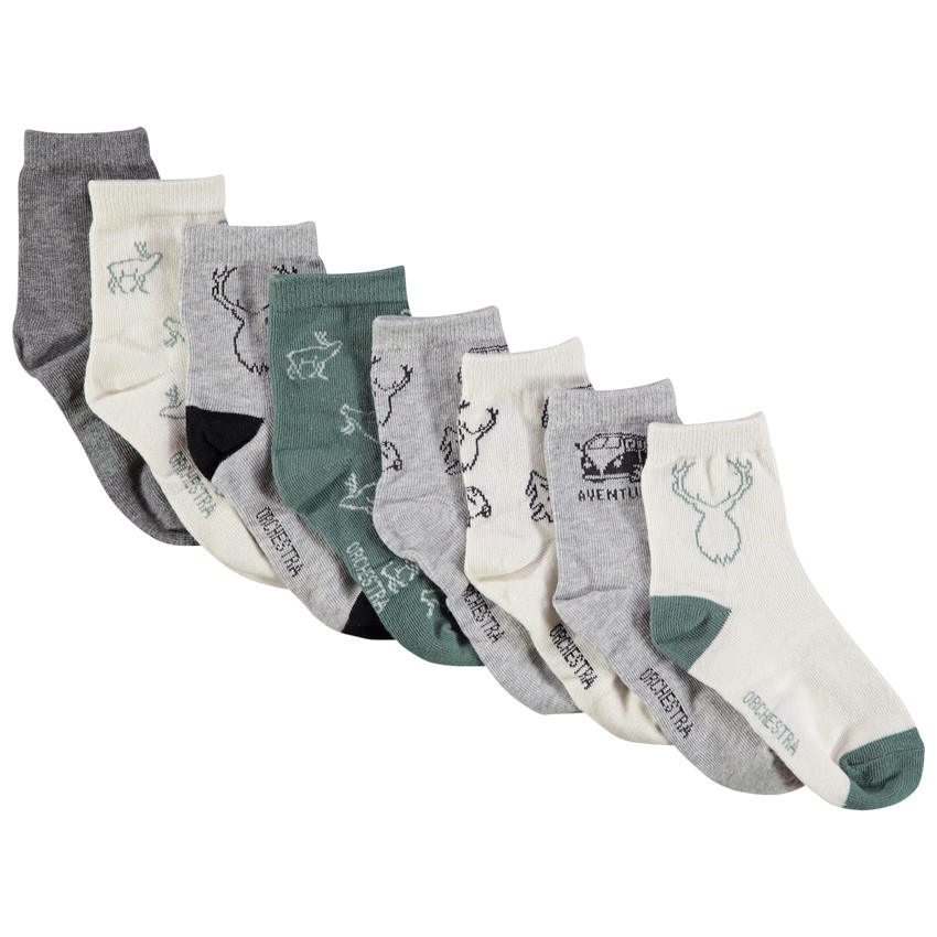 Pack de 8 pares de calcetines normales fantasía para niño Main Pack de 8 pares de calcetines normales fantasía para niño